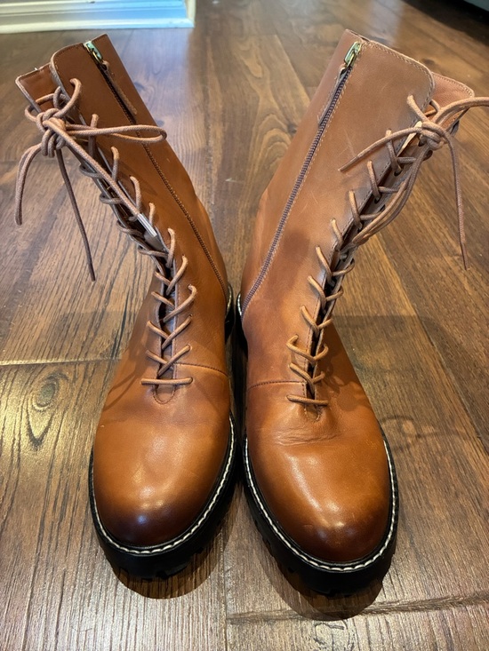 J. Crew Shoes - J. Crew Cognac Brown Leather Lace-Up Boots